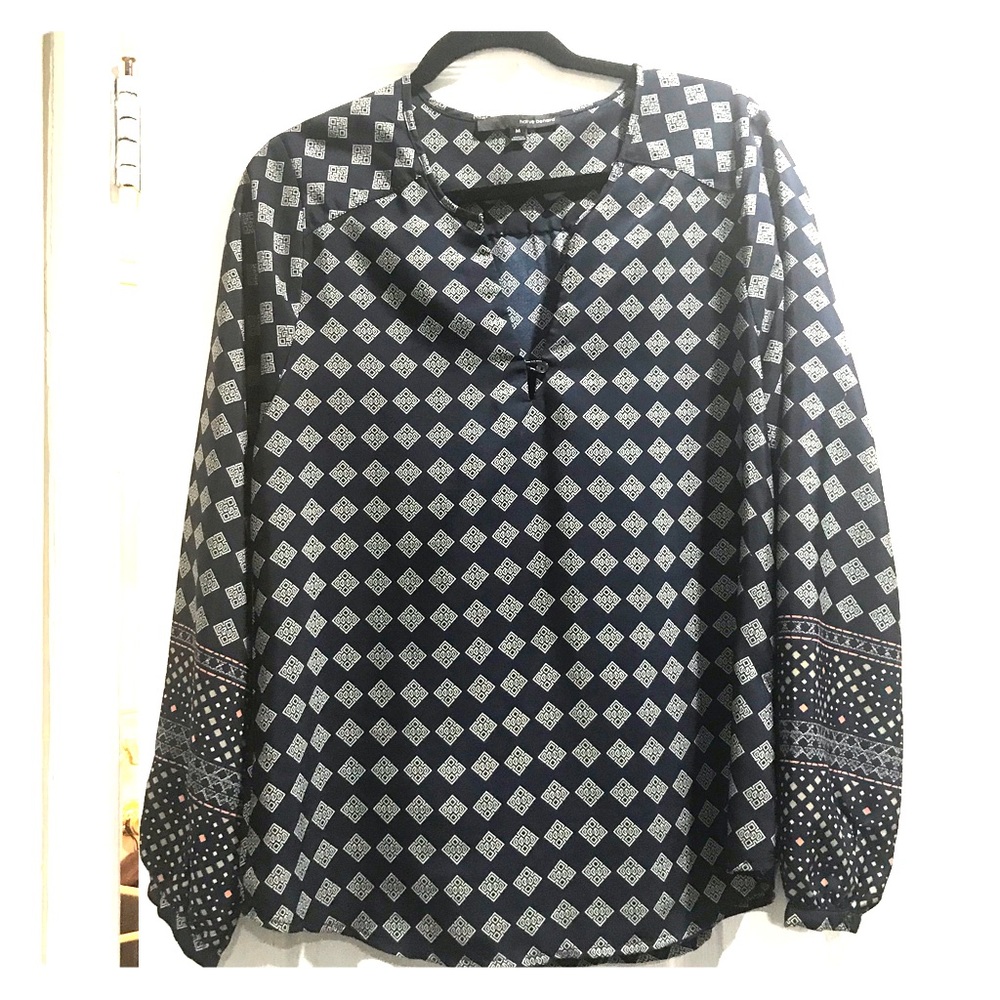 Blue balloon sleeve blouse